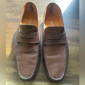 Santoni Brown Leather Loafers